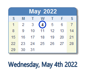 May 4, 2022 calendar