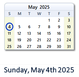May 4, 2025 calendar