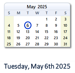6 May 2025 calendar