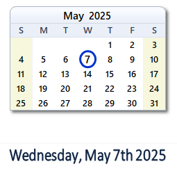 7 May 2025 calendar