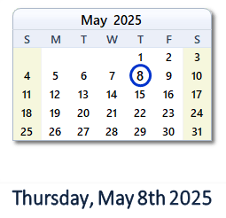 8 May 2025 calendar