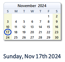 November 17, 2024 calendar