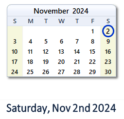 November 2, 2024 calendar