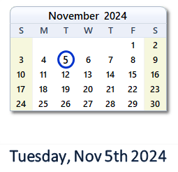 November 5, 2024 calendar