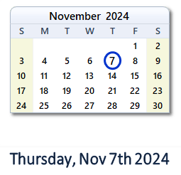 November 7, 2024 calendar