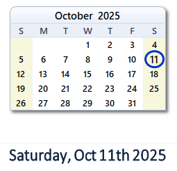 October 11, 2025 calendar