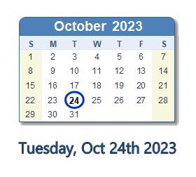 24 October 2023 calendar