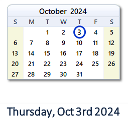 3 October 2024 calendar