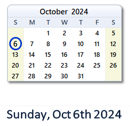 6 October 2024 calendar