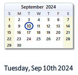 September 10, 2024 calendar