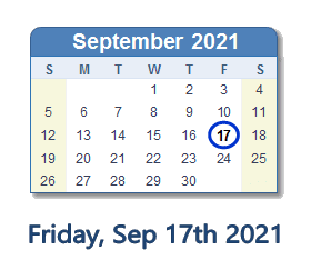 September 17, 2021 calendar