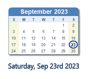 September 23, 2023 calendar