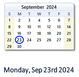 September 23, 2024 calendar
