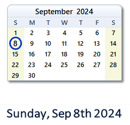 8 September 2024 calendar