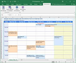 iCalendar converted to Monthly formated Calendar in Excel