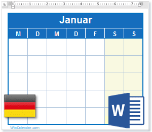 Kalender Word Deutschland