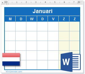Kalender Word Nederland