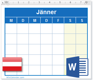 Kalender Word Österreich