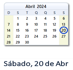 20 Abril 2024 calendario
