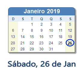 26 Janeiro 2019 calendario