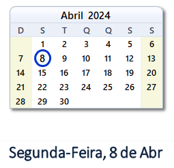 8 Abril 2024 calendario