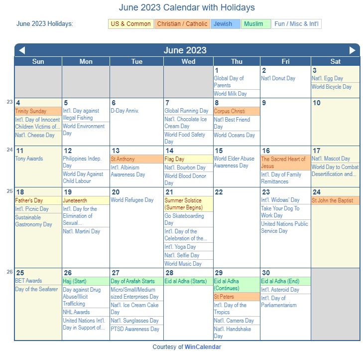 June 2023 Calendar with Holidays - United States June 2023 Calendar with Holidays - United States