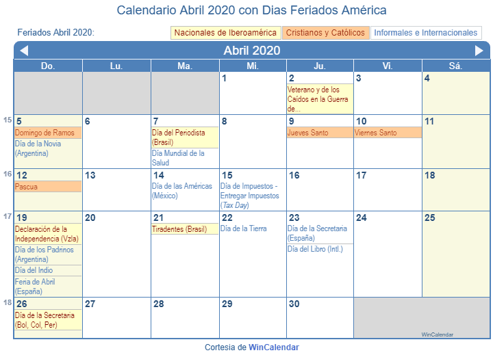 Abril 2020 Calendario Imprimir Plantilla De Calendario Fresco