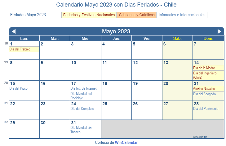 Calendario 2023 Chile Con Feriados Descarga En Excel Y PDF, 48% OFF