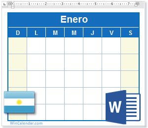 Calendario Word Argentina
