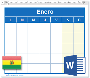 Calendario Word Bolivia