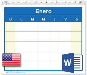 Calendario Word Estados Unidos