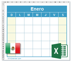 Calendario Excel México