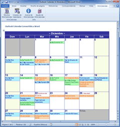 Outlook Calendar to Microsoft Word