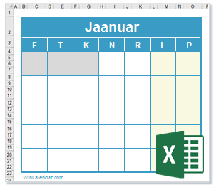 tühi kalender Excel Kalender