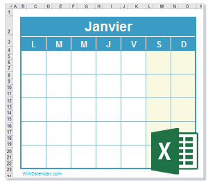 Calendrier Excel Calendrier vide