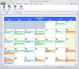Monthly calendar in Excel