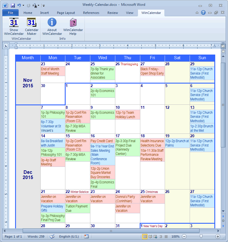 Calendar Maker Calendar Creator For Word And Excel