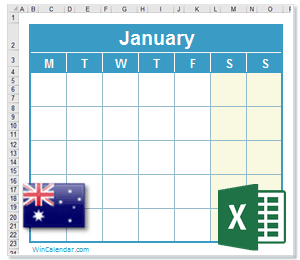 2022 Excel Calendar with AU Holidays