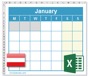 Austria Excel Calendar