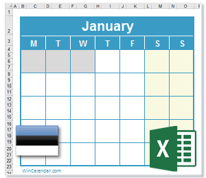 Estonia Excel Calendar