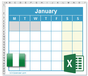 Nigeria Excel Calendar