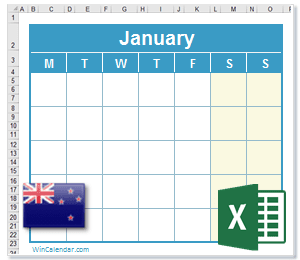 Calendar Excel New Zealand