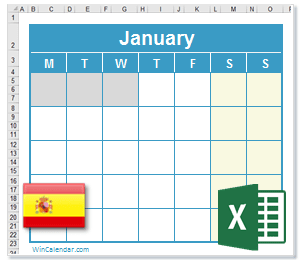 Spain Excel Calendar