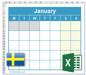 Sweden Excel Calendar