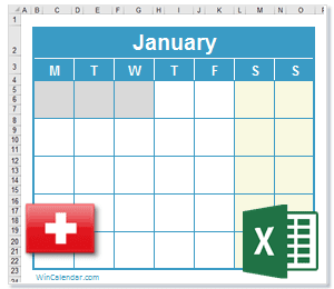 Switzerland Excel Calendar