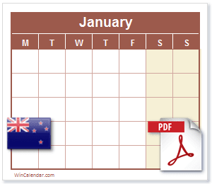 Calendar PDF New Zealand