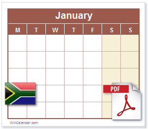 Calendar PDF South Africa