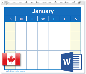 Calendar Word Canada