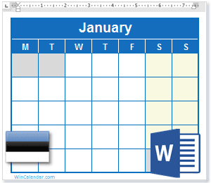 Calendar Word Estonia