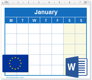 European Calendar 2022 2022 Calendar With Eu Holidays - Ms Word Download